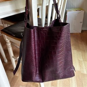 ALL SAINTS Polly Croc-Embossed Tote